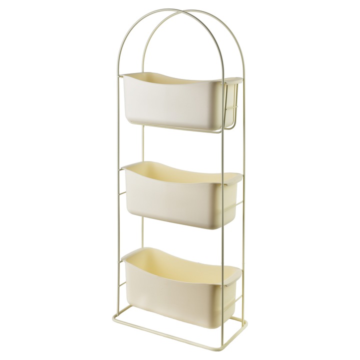 Suport baie Bathlab Dea Beige, 3 niveluri, 27,5x13x73cm, plastic, metal