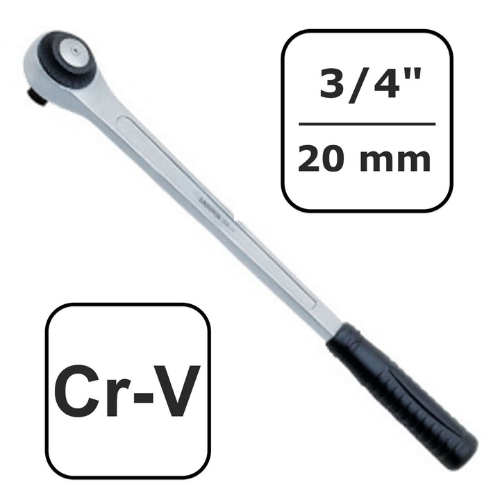 Cheie Clichet 3/4 inch, Boni-Shop, 72 dinti, 550mm, otel Crom Vanadiu