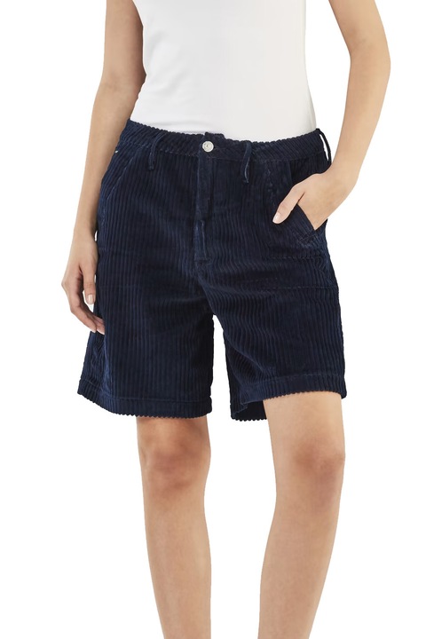 Дамски бермуди G-Star RAW Bronson High Waist Bermuda Chino, Bold Indigo Corduroy, Плътен кадифен памук, Тъмносин, Тъмносин