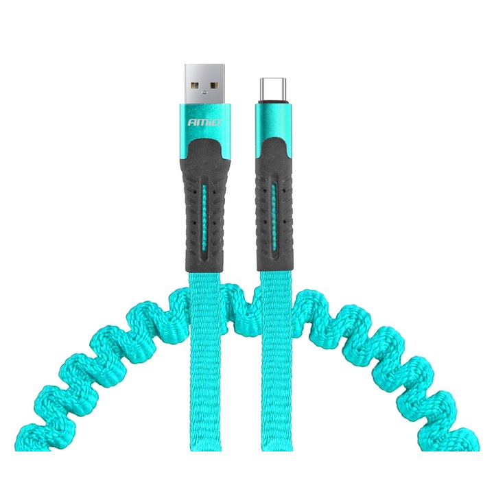 Cablu USB-C 1.2m AMIO, material nylon, incarcare rapida, transmisie date