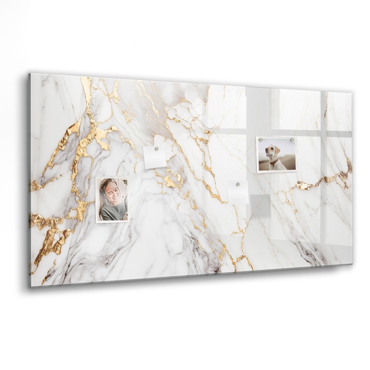 Mágneses tábla, Coloray, Dekoratív márvány, Fehér, 120x60 cm, Fekete marker, 00088301