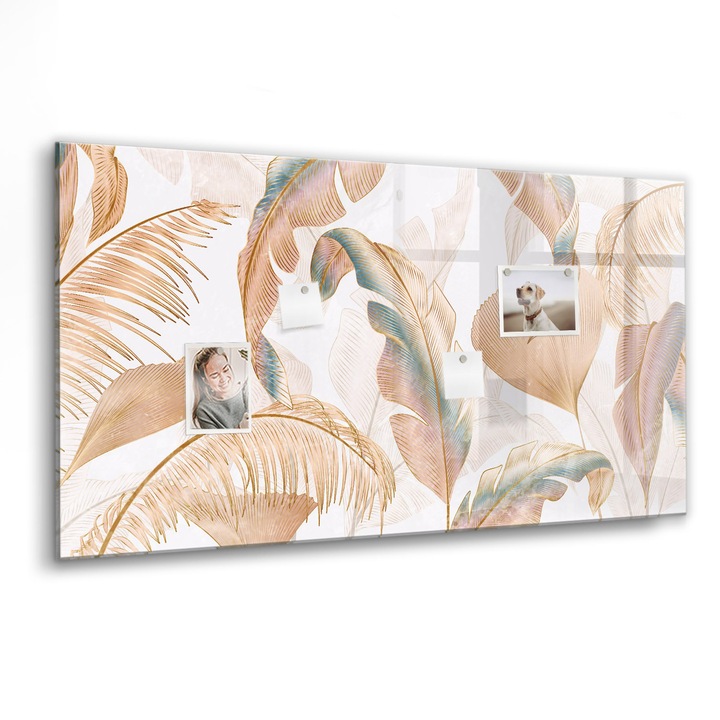 Mágneses tábla, Coloray, Természet levelek minta, Többszínű, 120x60 cm, Fekete marker, 00088311