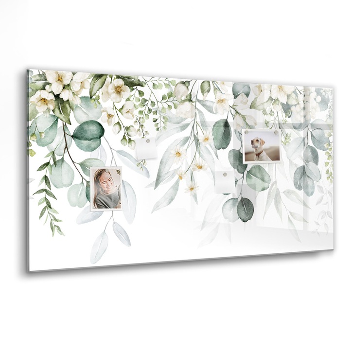 Mágneses tábla, Coloray, Természetes növények, Zöld, 120x60 cm, Fekete marker, 00088310