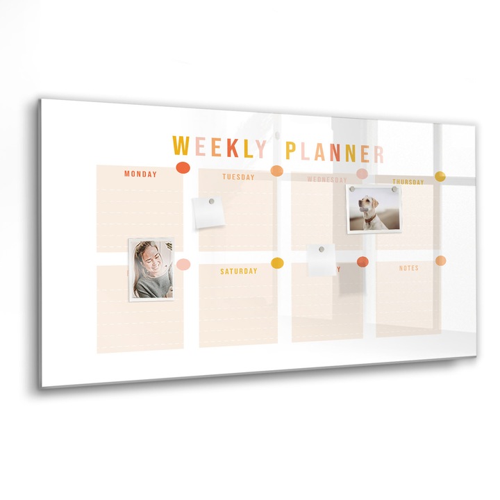 Mágneses tábla, Coloray, Heti tervező, Fehér, 120x60 cm, Fekete marker, 00088250