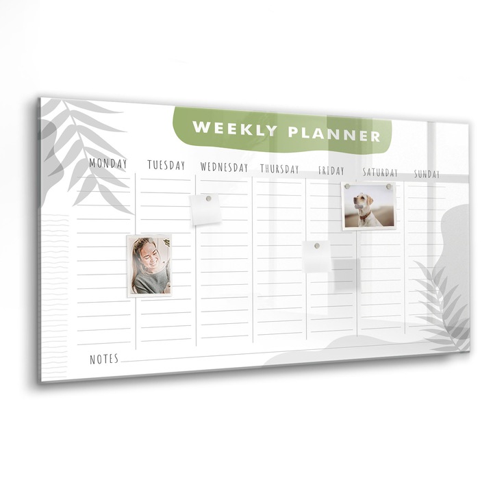 Mágneses tábla, Coloray, Heti terv, Fehér, 120x60 cm, Fekete marker, 00088333