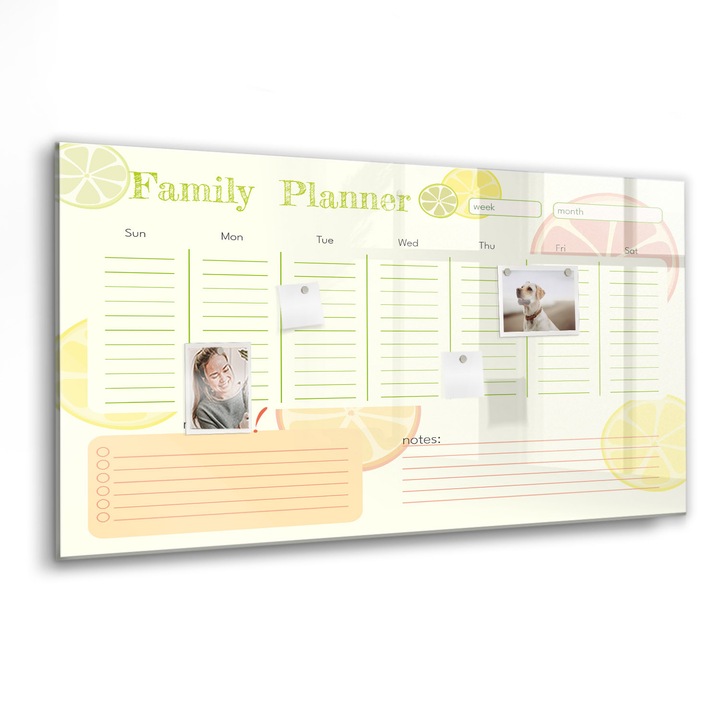 Mágneses tábla, Coloray, Családtervező, Többszínű, 120x60 cm, Fekete marker, 00088285