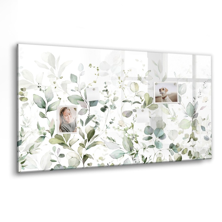 Mágneses tábla, Coloray, Növények levelei, Zöld, 120x60 cm, Fekete marker, 00088348