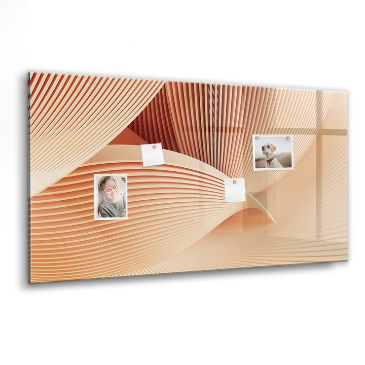 Mágneses tábla, Coloray, Hullámok absztrakciós minta, Narancssárga, 120x60 cm, Fekete marker, 00088394