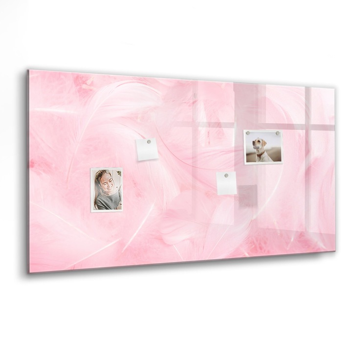 Mágneses tábla, Coloray, Tollak absztrakció, Rózsaszín, 120x60 cm, Fekete marker, 00088366