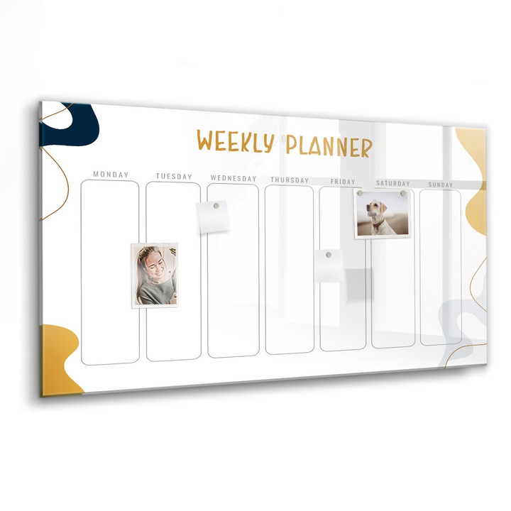 Mágneses tábla, Coloray, Heti tervező, Fehér, 120x60 cm, Fekete marker, 00088410