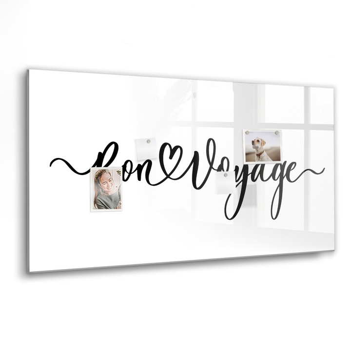 Mágneses tábla, Coloray, Bon voyage felirat, Többszínű, 120x60 cm, Fekete marker, 00088369