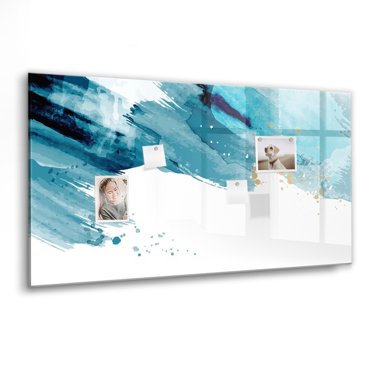 Mágneses tábla, Coloray, Ecsetvonásokkal, Türkiz, 120x60 cm, Fekete marker, 00088371