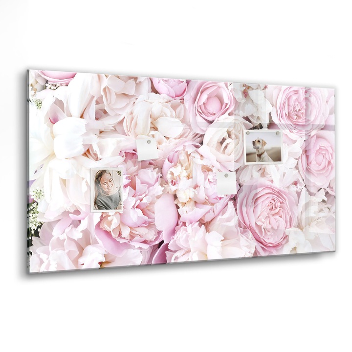 Mágneses tábla, Coloray, Dekoratív virágok, Fehér, 120x60 cm, Fekete marker, 00088354