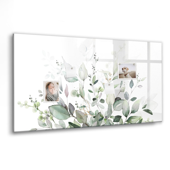 Mágneses tábla, Coloray, Növények levelei, Zöld, 120x60 cm, Fekete marker, 00088421