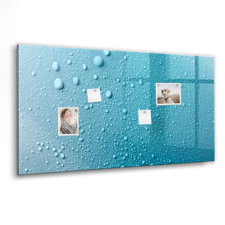 Mágneses tábla, Coloray, Vízcseppek, Türkiz, 120x60 cm, Fekete marker, 00088378
