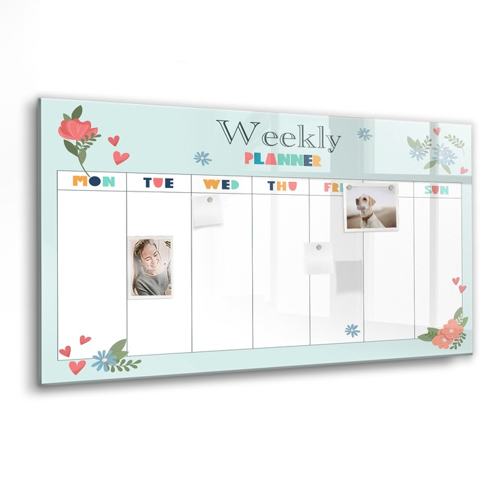 Mágneses tábla, Coloray, Heti tervező, Zöld, 120x60 cm, Fekete marker, 00088365