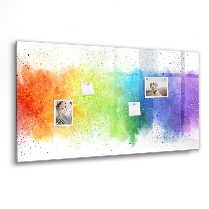 Mágneses tábla, Coloray, Absztrakt szivárvány, Többszínű, 120x60 cm, Fekete marker, 00088362