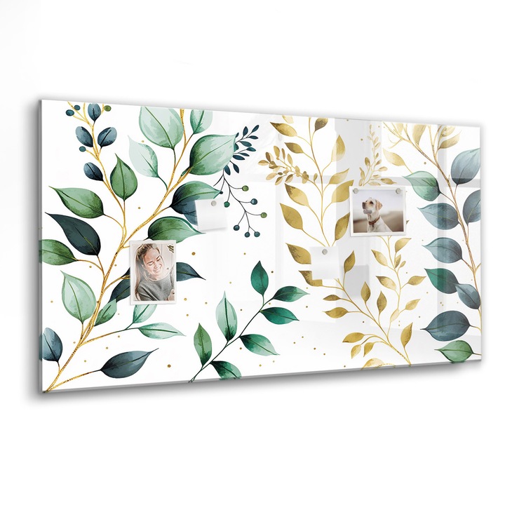 Mágneses tábla, Coloray, Növények levelei varrat nélküli mintát, Többszínű, 120x60 cm, Fekete marker, 00088289