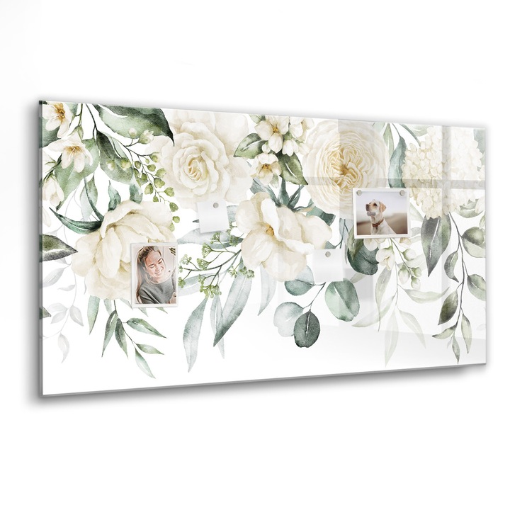 Mágneses tábla, Coloray, Virágok, Zöld, 120x60 cm, Fekete marker, 00088309