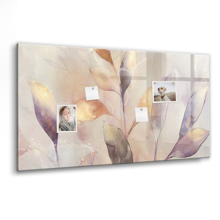 Mágneses tábla, Coloray, Akvarell növények, Többszínű, 120x60 cm, Fekete marker, 00088417