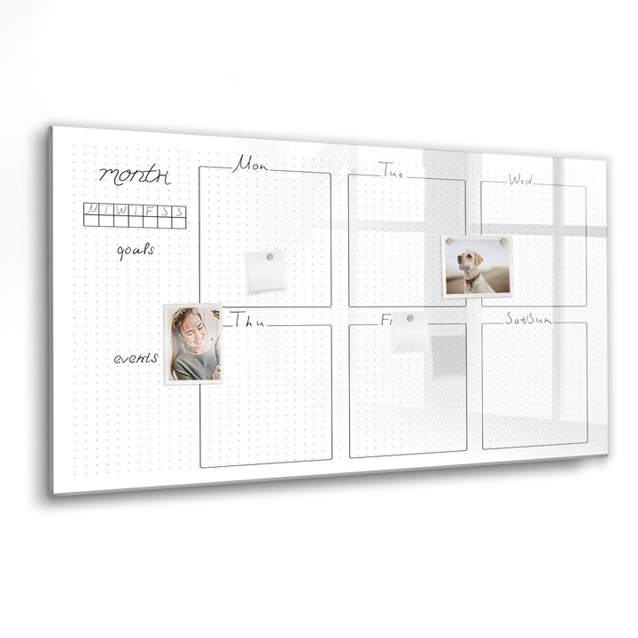 Mágneses tábla, Coloray, Heti terv, Fehér, 120x60 cm, Fekete marker, 00088381