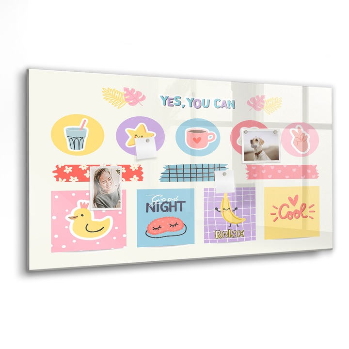 Mágneses tábla, Coloray, Iskolatervező, Többszínű, 120x60 cm, Fekete marker, 00088414