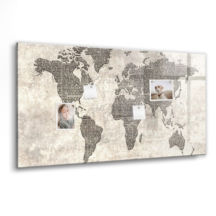 Mágneses tábla, Coloray, Újság világtérkép, Bézs, 120x60 cm, Fekete marker, 00088408