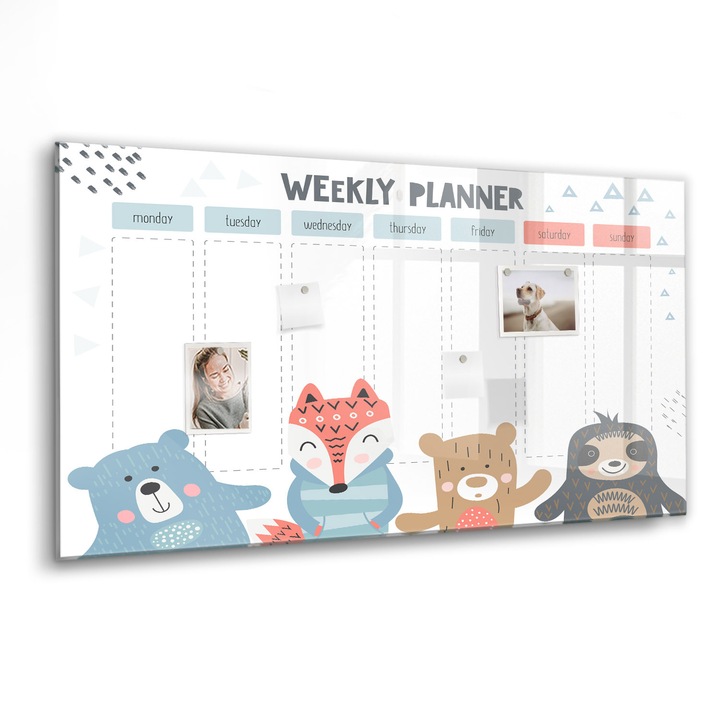 Mágneses tábla, Coloray, Heti beosztás, Fehér, 120x60 cm, Fekete marker, 00088481