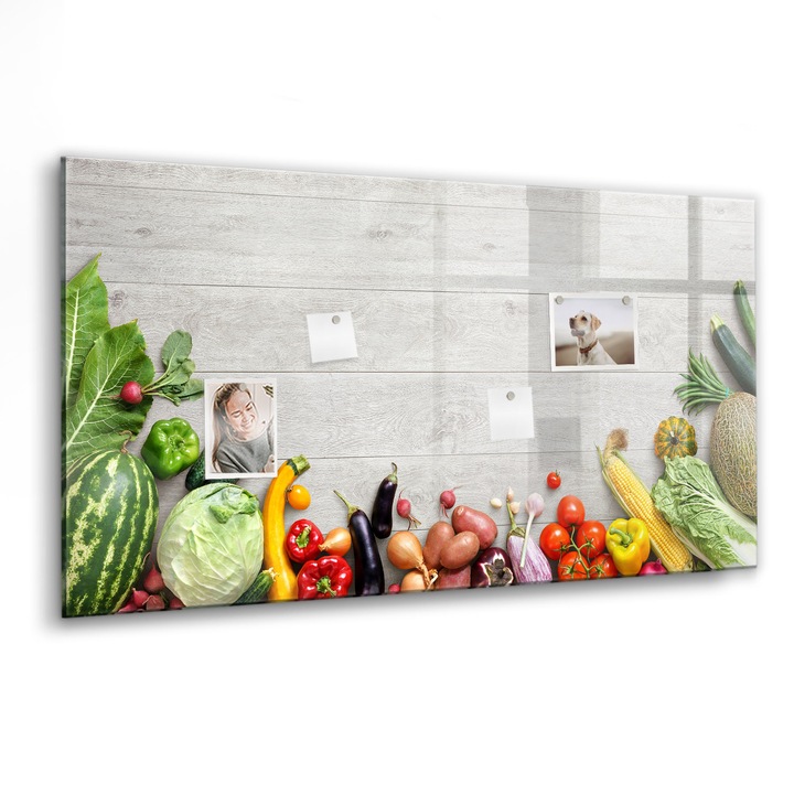 Mágneses tábla, Coloray, Zöldségek az asztalon, Többszínű, 120x60 cm, Fekete marker, 00027597