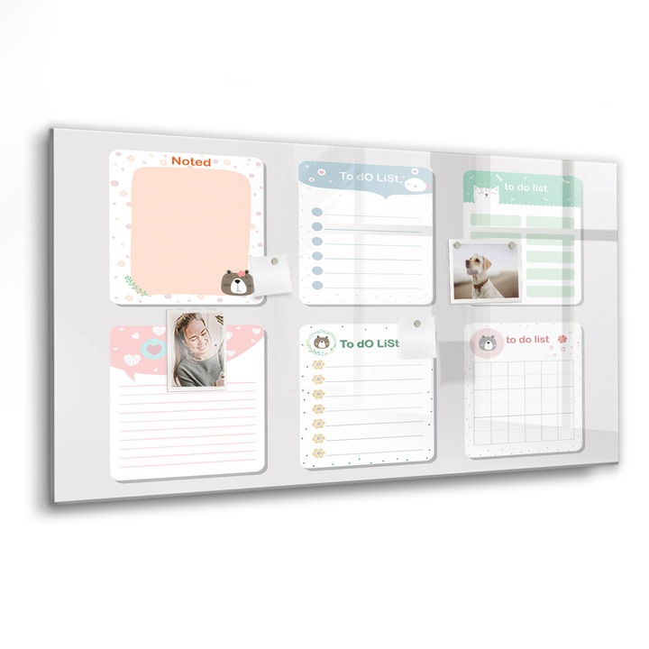 Mágneses tábla, Coloray, Színes jegyzetek, Többszínű, 120x60 cm, Fekete marker, 00088450