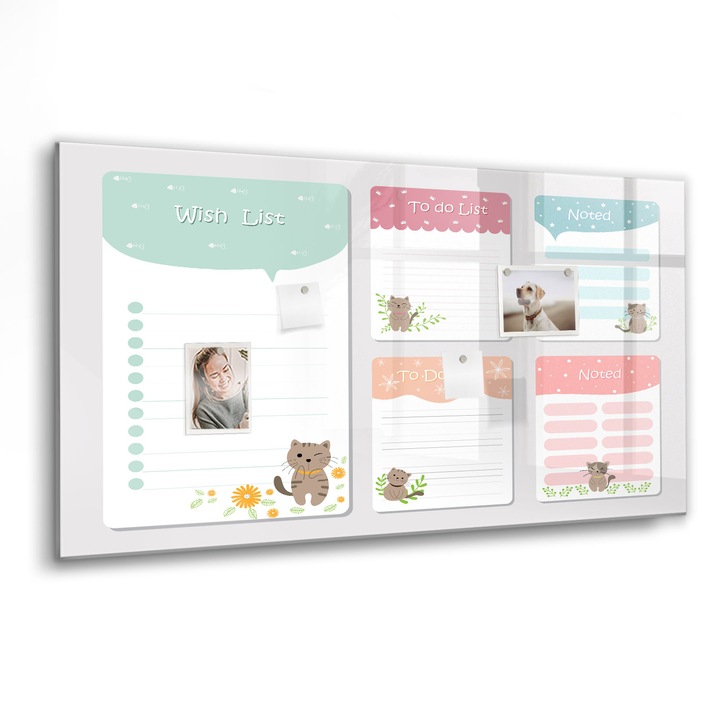 Mágneses tábla, Coloray, Kívánság lista, Többszínű, 120x60 cm, Fekete marker, 00088442