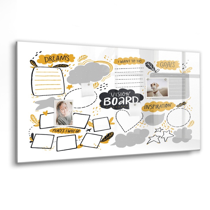 Mágneses tábla, Coloray, Újévi célok, Fehér, 120x60 cm, Fekete marker, 00088516