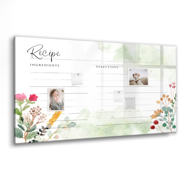 Mágneses tábla, Coloray, Hely a recepthez, Többszínű, 120x60 cm, Fekete marker, 00260224