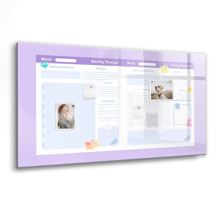 Mágneses tábla, Coloray, Rózsaszín éves tervező, Rózsaszín, 120x60 cm, Fekete marker, 00088455