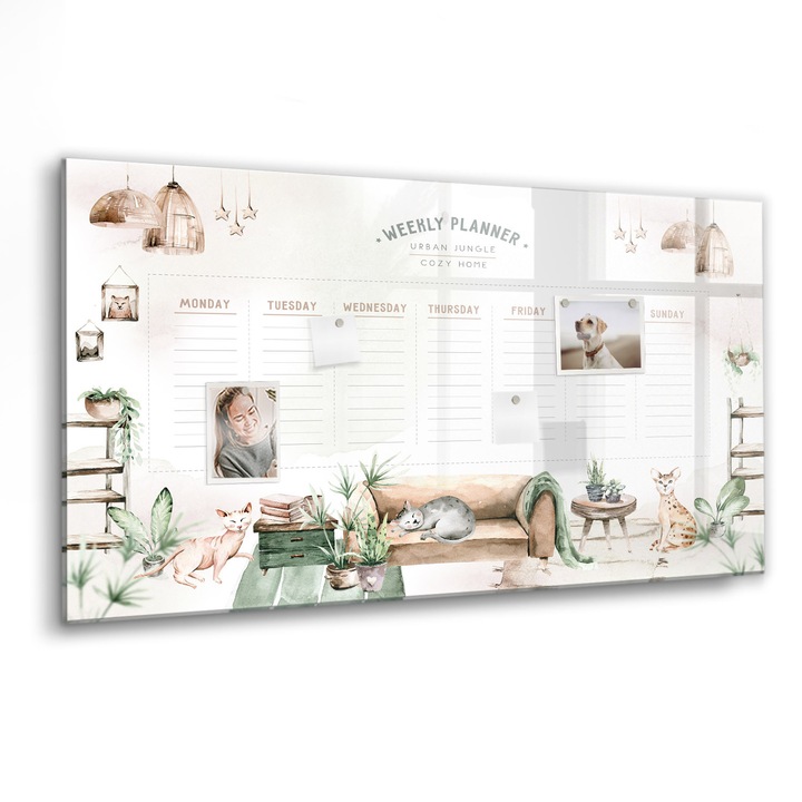 Mágneses tábla, Coloray, Hangulatos lakástervező, Többszínű, 120x60 cm, Fekete marker, 00088458