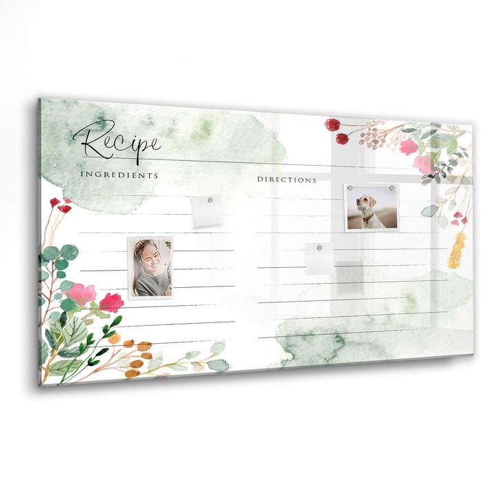 Mágneses tábla, Coloray, Hely a recepthez, Többszínű, 120x60 cm, Fekete marker, 00260223