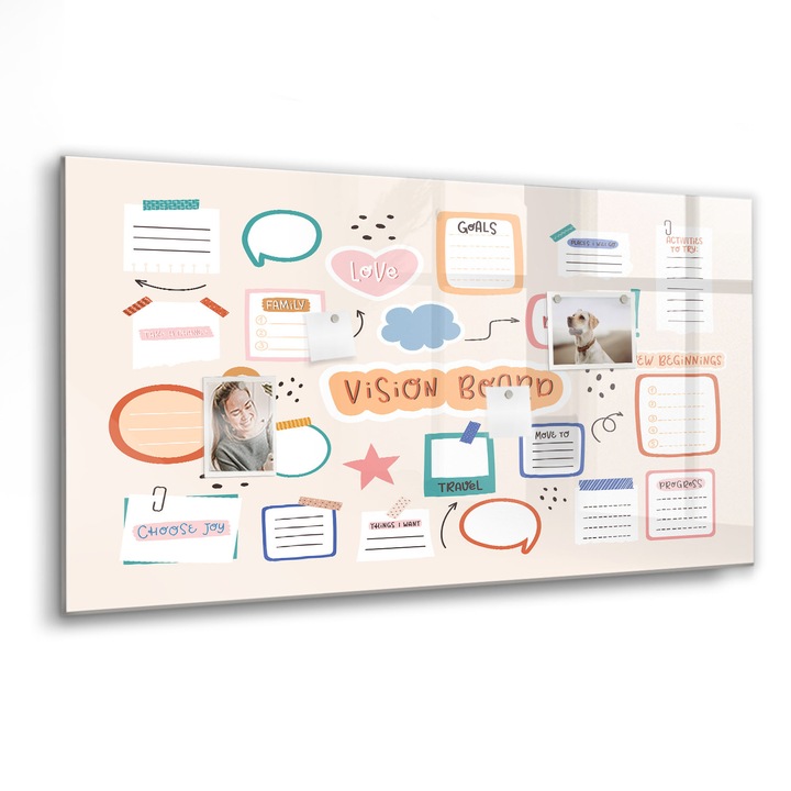 Mágneses tábla, Coloray, Színes látás tábla, Többszínű, 120x60 cm, Fekete marker, 00088420