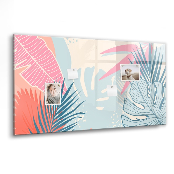 Mágneses tábla, Coloray, Pasztell levelek, Többszínű, 120x60 cm, Fekete marker, 00088483