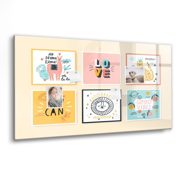 Mágneses tábla, Coloray, Motivációs szlogenek, Többszínű, 120x60 cm, Fekete marker, 00088463