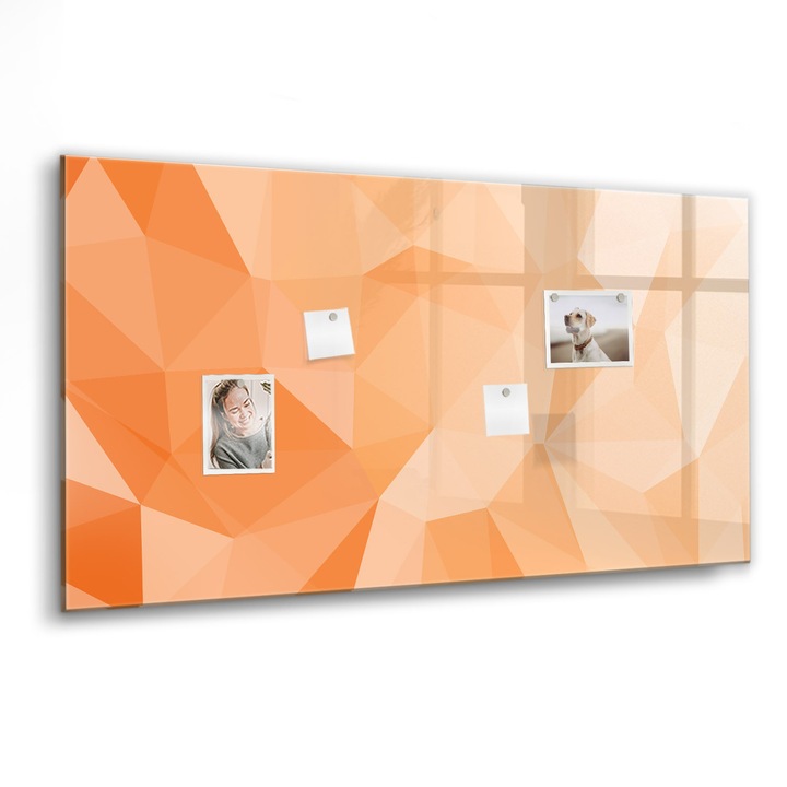 Mágneses tábla, Coloray, Absztrakt háromszögek, Narancssárga, 120x60 cm, Fekete marker, 00088548