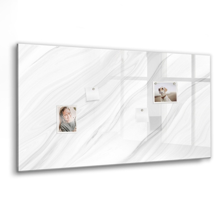 Mágneses tábla, Coloray, Dekoratív márvány, Fehér, 120x60 cm, Fekete marker, 00010522