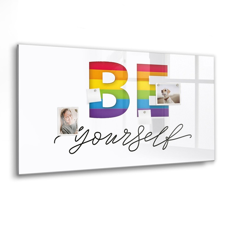 Mágneses tábla, Coloray, Felirat légy önmagad, Többszínű, 120x60 cm, Fekete marker, 00088585