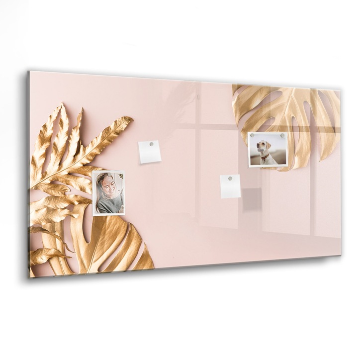 Mágneses tábla, Coloray, Arany trópusi levelek, Aranyszín, 120x60 cm, Fekete marker, 00088558