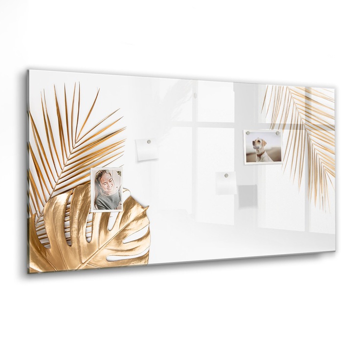 Mágneses tábla, Coloray, Trópusi levelek, Aranyszín, 120x60 cm, Fekete marker, 00088593