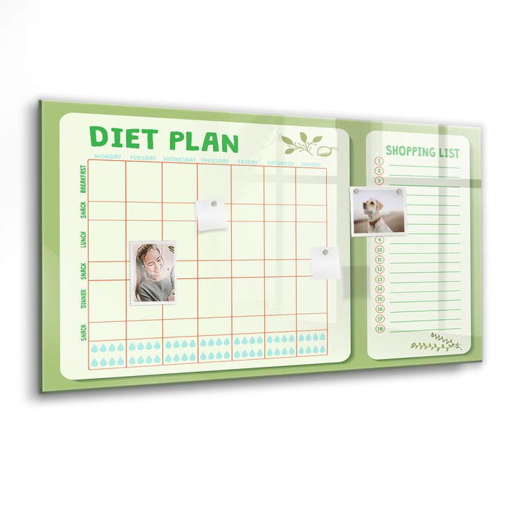 Mágneses tábla, Coloray, Heti menü, Zöld, 120x60 cm, Fekete marker, 00260218