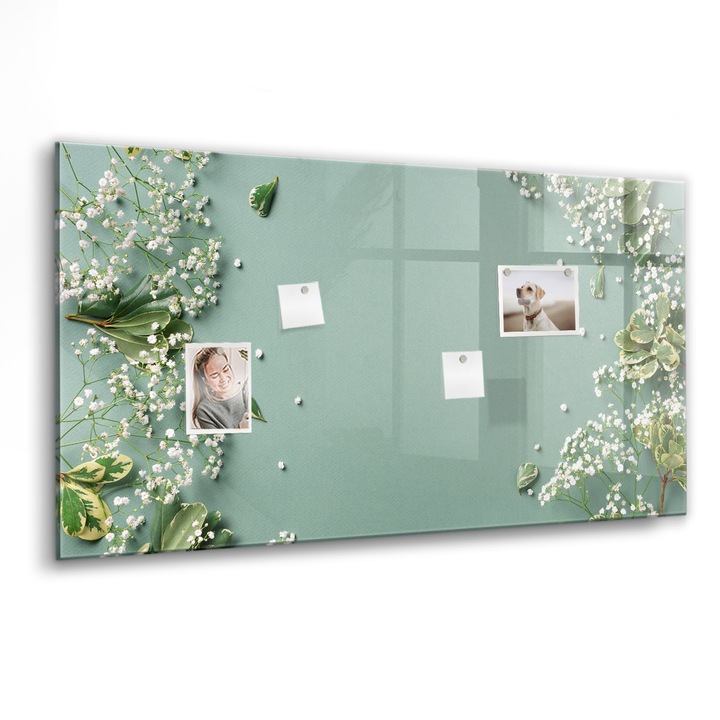 Mágneses tábla, Coloray, Finom virágok, Zöld, 120x60 cm, Fekete marker, 00088573