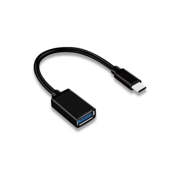 OTG adapter Type C-hez, Comando Tech, Standard USB 3.1, Max. 3A áramerősség, Kábelhossz 18 cm, Fekete