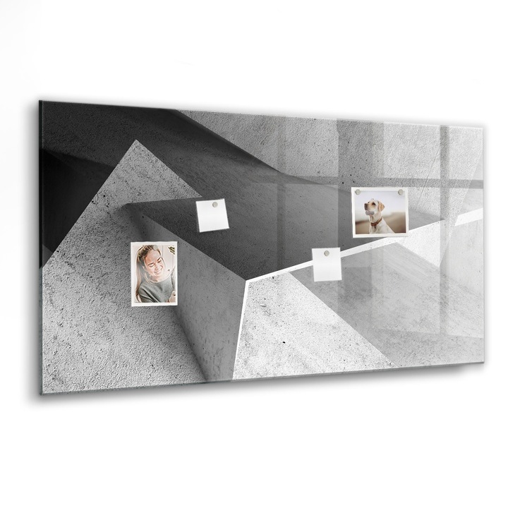 Mágneses tábla, Coloray, Absztrakt háromszögek, Szürke, 120x60 cm, Fekete marker, 00088571