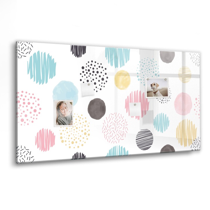 Mágneses tábla, Coloray, Geometriai minta, Többszínű, 120x60 cm, Fekete marker, 00088519