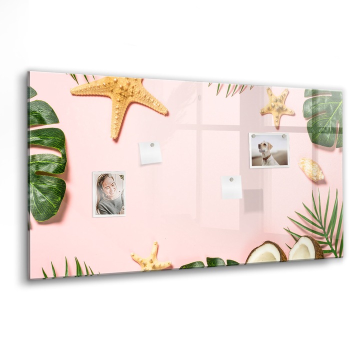 Mágneses tábla, Coloray, Nyári hangulat, Rózsaszín, 120x60 cm, Fekete marker, 00088568